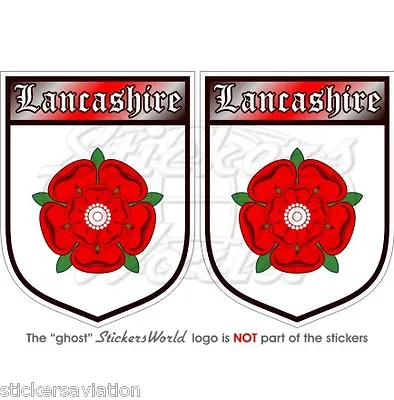 £5.16 • Buy RED ROSE Of LANCASHIRE Lancaster Shield 75mm(3 ) Vinyl Bumper Stickers-Decals X2