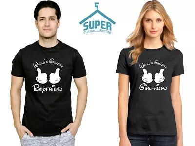 World's Greatest Girlfriend Boyfriend Couple TSHIRT Matching Couple Cartoon Hand • $24.99