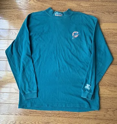Vintage 90’s Miami Dolphins NFL Starter Long Sleeve Mock Neck Teal Shirt XL • $30