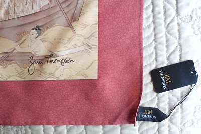 $89.99 • Buy JIM THOMPSON Silk Scarf New With Tag 32  Square Thailand Fishing Village Scene