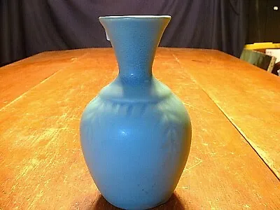 Wonderful Vintage Blue Van Briggle Cabinet Vase With Tooled Leaf & Branch Motif • $95