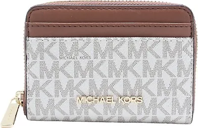 Michael Kors Jet Set Travel Medium Zip Around Leather Card Case Vanilla • $53.99