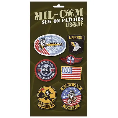 US MILITARY CLOTH PATCHES – Set X 7 Embroidered Army / Airforce / Top Gun Badges • £7.30