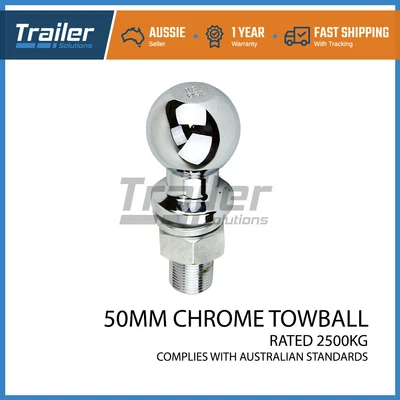 $21.79 • Buy Chrome Tow Ball 50mm - 2500kg - 19mm (3/4 ) Shank - Trailer Hitch Towball 4wd