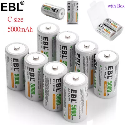 Lot EBL Ni-MH C Size C Cell Rechargeable Battery High Capacity  1.2V USA • $14.99