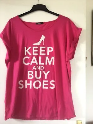 Keep Calm And Buy Shoes Women’s Ladies Pink T-Shirt Size 22 • £5