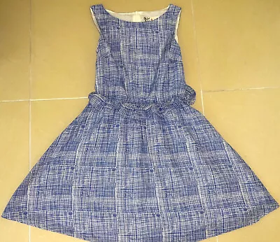 Womens Girls Jaeger Boutique Blue White Silk Cotton Lined Summer Dress UK 6 • £15