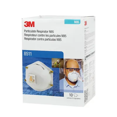 3M 8511 N95 Disposable Particulate Respirator Protection Exhalation Valve 10 BX • $26.95