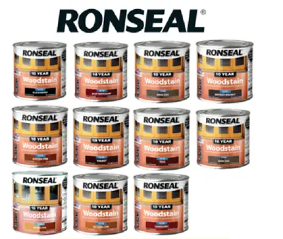 Ronseal - 10 Year Woodstain Satin Rainproof In 1hr 250ml / 750ml - All Colours • £12.59