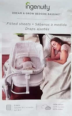 ⚡️ Original Ingenuity Dream & Grow Bassinet Fitted Sheets 100% Cotton 2 Pack NEW • $21.90