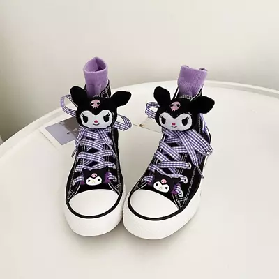 Kuromi Canvas Shoes Y2K High Top Canvas Sneaker Shoes Flat Shoes Kid Women Gift • £44.34