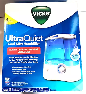 Vicks Ultra Quiet Cool Mist Humidifier 24 Hrs Operstion 1.2 Gallon Capacity • $45.99