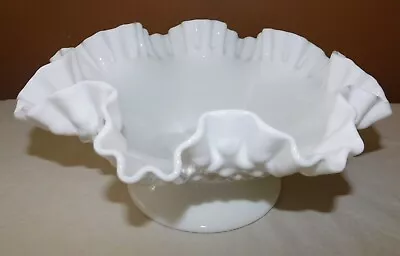 Vintage White Milk Glass Hobnail Footed Fruit Bowl • $8.95