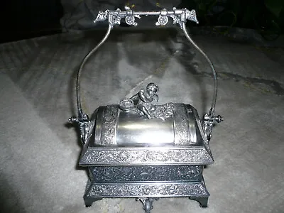 Middletown Silverplate Unique Ornate Mechanical Footed Box Cherub Mid-late 19th • $249.50