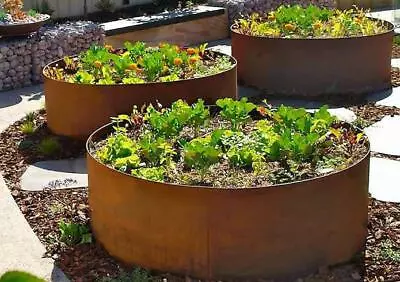 £84.95 • Buy Large Planter Circular Rustic Steel Raised Flower Bed Tree Landscape Gardening