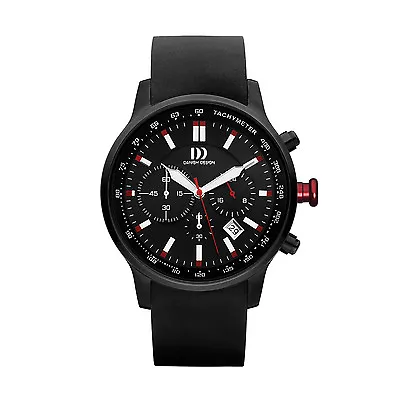 Danish Design IQ14Q996 Steel Chronograph Black Rubber Quartz Sport Men's Watch • $125