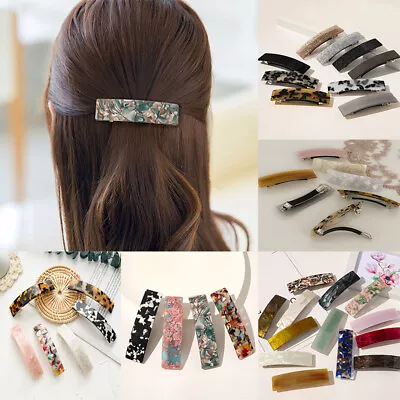 Women Vintage Acetate Hair Clip Leopard Marble Barrettes Metal Hairpin Headwear • $2.17