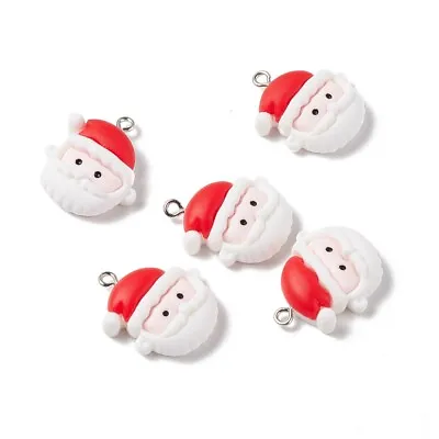 Father Christmas Charms Resin Santa Face Festive 25mm X 22mm 10pcs • £4.99