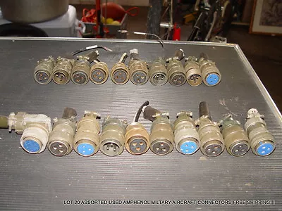 Lot 20 Assorted Used Amphenol Miltary Aircraft Connectors Free Shipping! I • $64