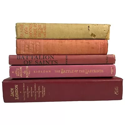 Lot Of 5 Decorative Book Stack Staging Prop Shelf Library Antique Vintage Red • $30