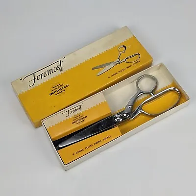 Foremost #240 9  Chrome Plated Pinking Shears W/ Original Box - Vintage Japan • $15.95