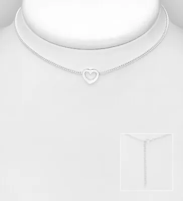 925 Sterling Silver Choker Chain Featuring Heart • $5.50