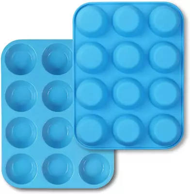 2 Pack 12 Cups Silicone Muffin Top Pans Round Baking Pan For Muffin Cakes Tart • $13.15