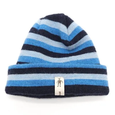 Smartwool Infant Baby Beanie Hat Merino Wool Winter Snow Ski Cap Striped Blue • $13.99