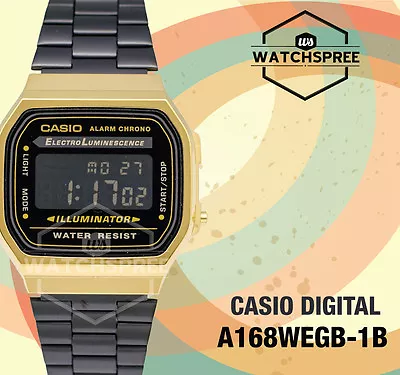 Casio Standard Digital Vintage Series Watch A168WEGB-1B AU FAST & FREE • $87.65