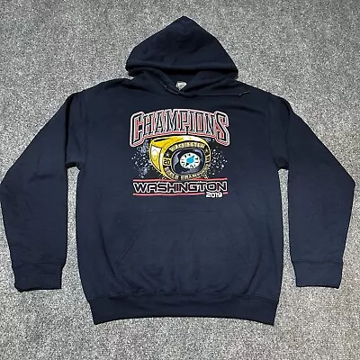 Washington Nationals Hoodie Mens Medium Blue Pullover Sweatshirt Champions 2019 • $19.99