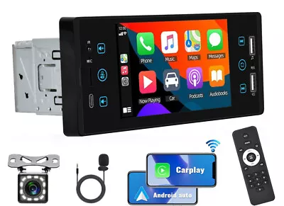 Single 1DIN Car Stereo Radio Apple Carplay Android Auto Bluetooth FM USB 5inch • £34.99