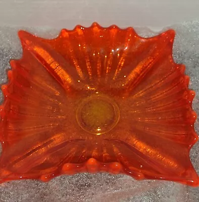 Vintage Orange Spiked Fluted Fostoria Viking Bowl Dish Art Glass • $58.50