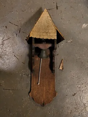 Vintage Catholic Wall Mount Brass Bell In Engraved Wooden Case • $30