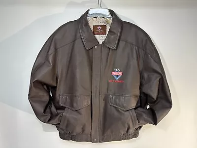 Handyman Club Of America Life Member Leather Jacket Men's Size XL Brown Full Zip • $29.99