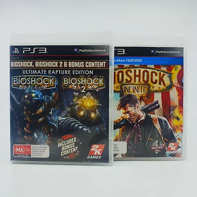 Bioshock 1 2 Ultimate Rapture Edition & Infinite + Stickers - PlayStation 3 PS3 • $34.95