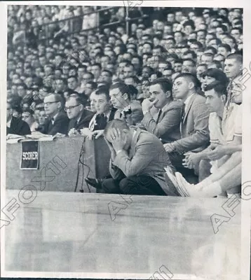 1965 Michigan Wolverines Basketball Coach Dave Strack Head In Hands Press Photo • $15