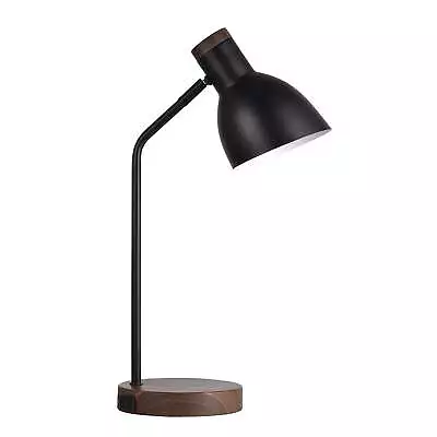 Mixed Material Desk Lamp Woodgrain & Black Metal Finish With AC Outlet • $24.97