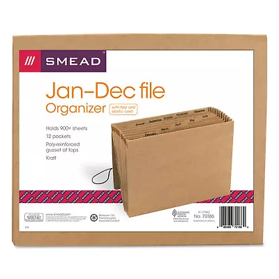 Smead Jan-Dec Indexed Expanding Files 12 Pockets Letter Kraft 70186 • $22.23