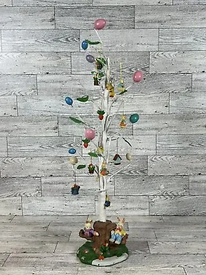 Vintage Wooden Egg Base Easter Tree With Hand Painted Ornaments 5 Egg Display • $14.99