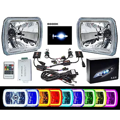 7X6  Color Change RGB SMD LED Halo Angel Eye Headlight 6000K HID Light Bulb Pair • $199.95