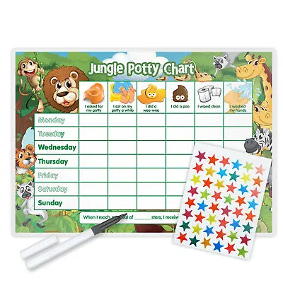 Potty Reward Chart Jungle Set Magnetic Available FREE Pen And Star Stickers • £6.85