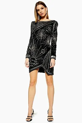 £99 • Buy Topshop Odyssey Embellished Velvet Dress Size 10/38 US 6