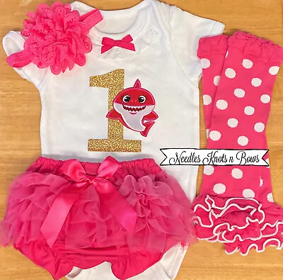 Girls Baby Shark 1st - 2nd Birthday Outfit Pink Tutu Cake Smash You Choose Set • $50