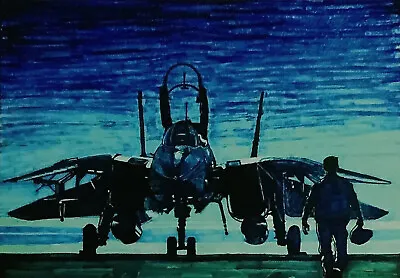 Aceo Art Size Photo Print “moonlight Mission” F14 Tomcat Jet Navy US Military • $5