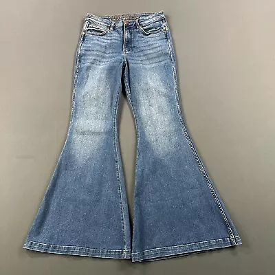 Wrangler Jeans Women 29x34 High Rise Flare Trumpet Big Bell Bottoms Retro Denim • $39.99