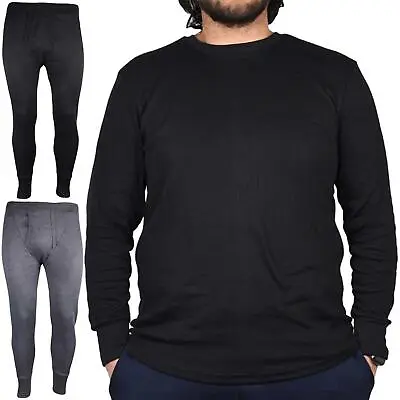 Mens Thermal Long Johns Set Long Sleeve Premium Quality Plain Warm Top Bottom • £6.49