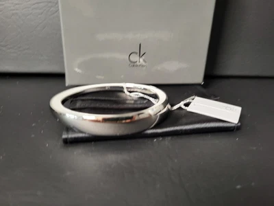 £34.95 • Buy Calvin Klein Silver White2 Tone Stainless Steel Cuff Bracelet Boxed Dustbag New