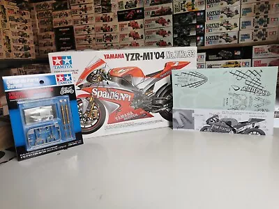 Tamiya 1/12 14100 Yamaha YZR-M1 04 + Forks + Reaissance Decals Model Kit Bundle • £75.99