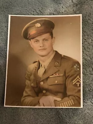 Vintage Headshot Picture Photo Military Army Technician Man WW2 WW II 3.5”x2.5” • $9.99