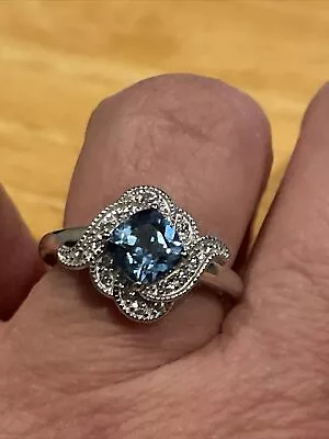 Very Pretty Tanzanite & Diamond Ring Size 5  • $265